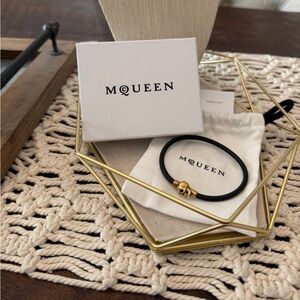 Alexander McQueen Men’s Rubber Cord Skull Bracelet - Black - Medium-NWT